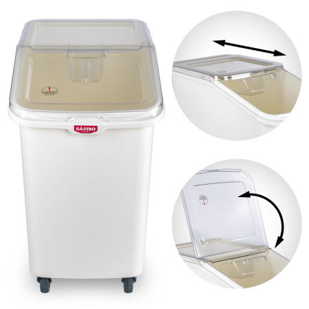 Контейнер для сыпучих продуктов 102 л 420*720*710 мм. (-40°C /+70°C) п/п на колесах, с совком, белый GP /1/3/18/