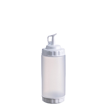 Емкость для соуса  500 мл. d=70 мм. h=200 мм. с 2 крышками, широкая прозрачная, крышки белые GP /1/96/