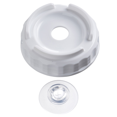 Емкость для соуса  500 мл. d=70 мм. h=166 мм. с 2 крышками, с силик. носик. широкая прозрачная, крышки белые GP /1/96/ ВДОХНОВЕНИЕ