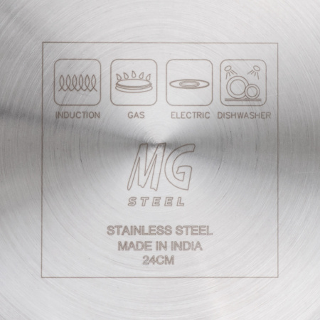 Сотейник  5,0 л. нерж. d=24 см. h=11 см. б/кр (индукция)(кр. 79198) синяя ручка винил. MGsteel /1/ АКЦИЯ