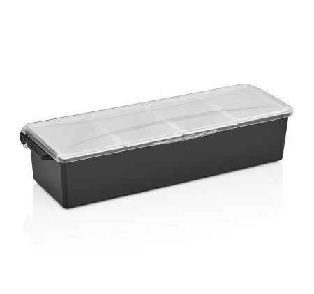 Контейнер для фруктов, специй и соусов 4 отд. по 0,6 л. черный, пластик. GP /1/12/