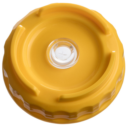 Емкость для соуса 1000 мл. d=75 мм. h=257 мм. c 2 крышками, с силик. носик. широкая прозрачная, крышки желтые GP /1/96/ ВДОХНОВЕНИЕ
