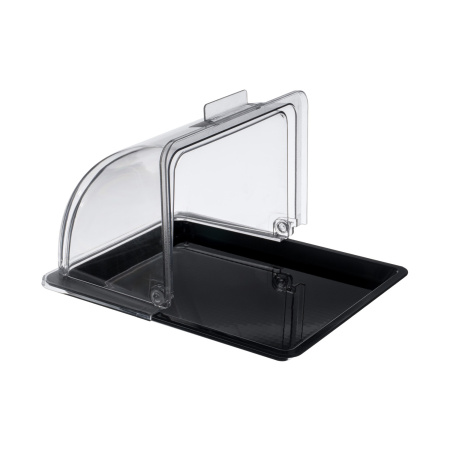 Поднос сервировочный GN 1/2 32,5*26,5 см. поликарбонат, черный, с крышкой Roll-Top GP /1/