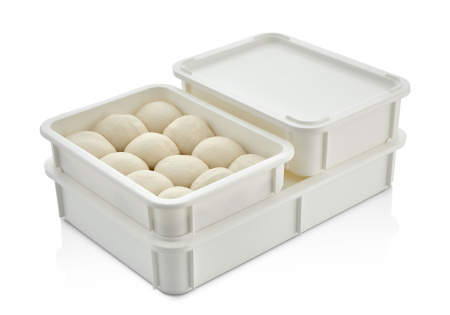 Контейнер для теста 600*400*100 мм. (-20/+70℃) прямой, сплошной, мороз-кий, белый полиэт.(крышка 76803) GP /1/6/