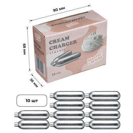 Баллончики для сифона для взбивания сливок (N2O) 10 шт/уп MasterWhip /1/36/