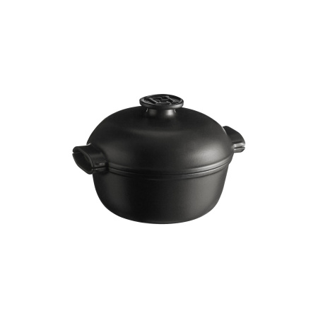 Кастрюля 2,0 л. керам. d=22,5 см. h=18 см. с крышкой (индукция) графитовая Emile Henry /1/