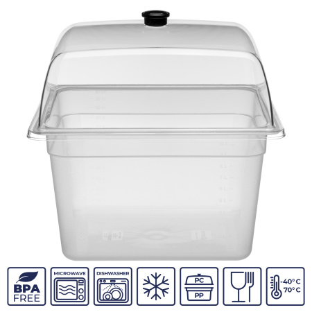 Гастроемкость 1/2 h=200 мм. 325*265 мм. 11 л. п/п прозрачная GP /1/12/