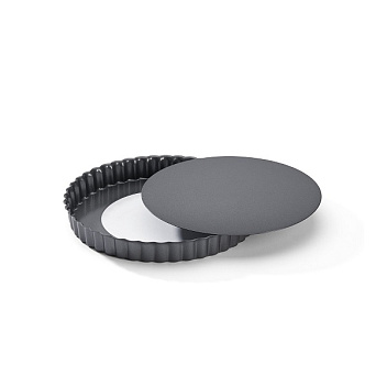 Форма для выпечки d=24 см. h=2,8 см. рифленая съемное дно, сталь с антиприг. покр. De Buyer /1/12/ АКЦИЯ