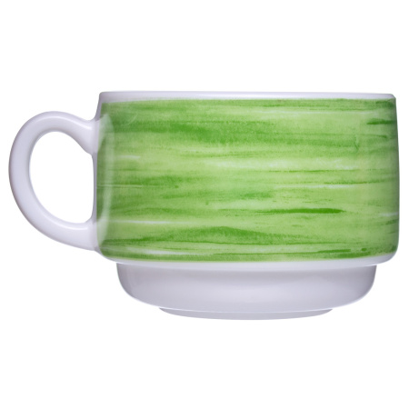 Чашка 190 мл. чайная d=76 мм. h=57 мм. зеленый край штабелир. Браш (блюдце 38905) /1/12/48/ АКЦИЯ