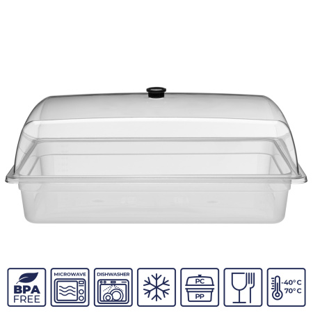 Гастроемкость 1/1 h=100 мм. 530*325 мм. 12 л. п/п прозрачная GP /1/6/